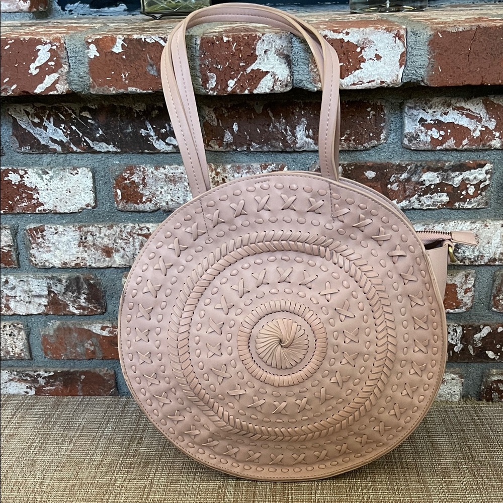 Anthropologie Blush Pink Embroidered Shoulder Bag